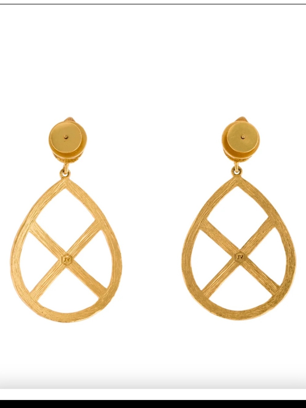 Julie Vos Gold Open Teardrop Cross-Detail Earrings